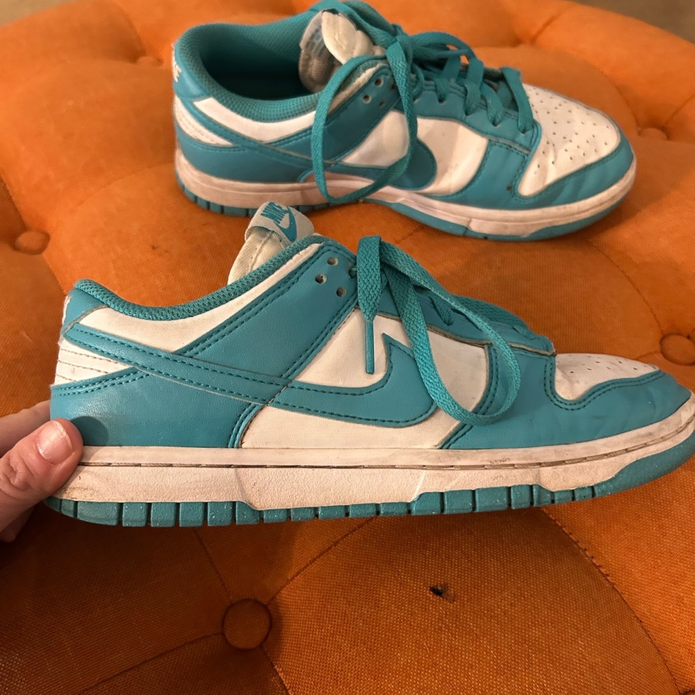 Nike Dunks Turquoise and White Women's Sneakers